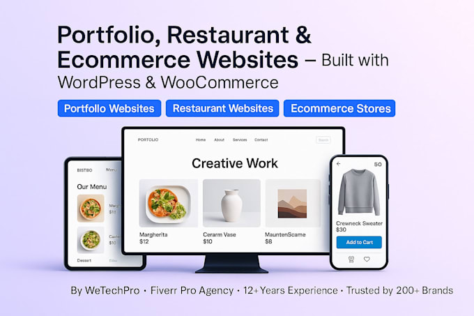 build a business, portfolio, restaurant or ecommerce website