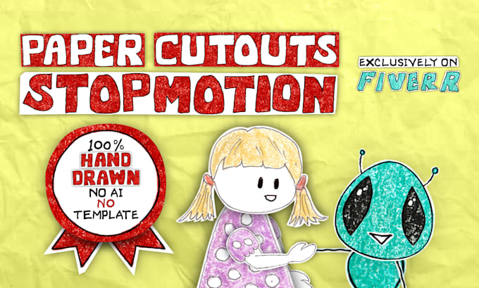 make hand drawn paper cutouts stop motion animation video