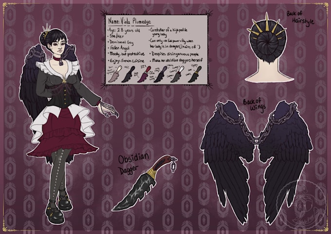 design a fantasy rpg dnd character reference sheet