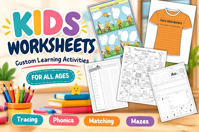 design educational worksheets and activities for kids