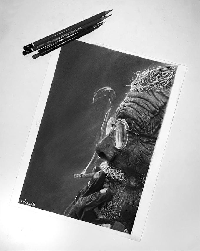 draw a hyper realistic pencil portrait drawing from your photo