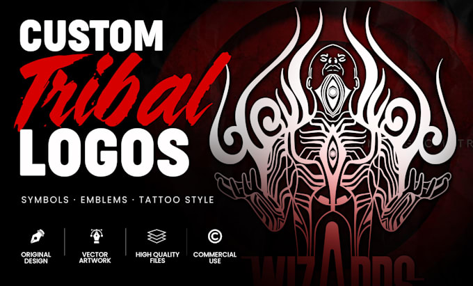 design a custom tribal logo, symbol or tattoo style emblem