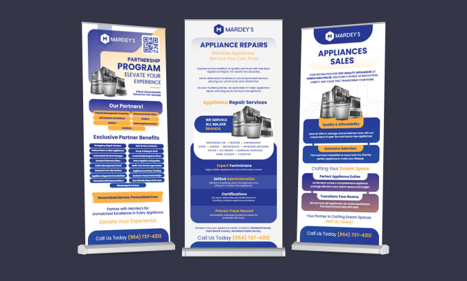 design banner, bill board, tri fold brochure, roll ups, signages