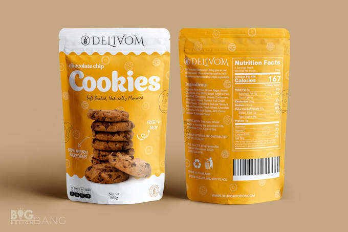 design product packaging, food pouch, product label, mylar bag, pouch design