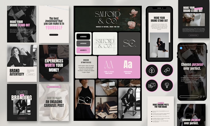 create social media branding kit, instagram, pinterest and facebook design