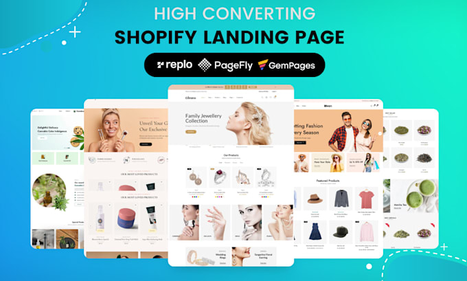 create one product shopify website, landing page with pagefly, gempage or replo