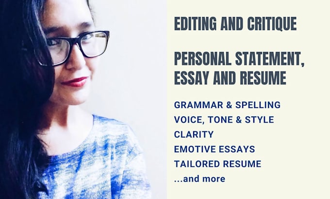 edit and critique your essay, personal statement, cover letter and resume