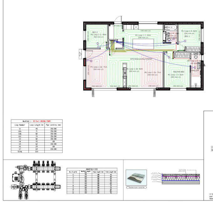 Draw 2d underfloor heating layouts in cad by Rabbitt773 Fiverr