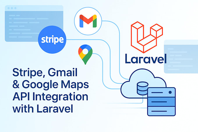 integrate stripe, gmail, google maps api, php laravel