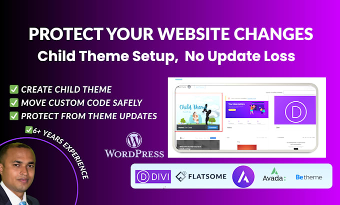 setup or customize  wordpress theme and create a child theme