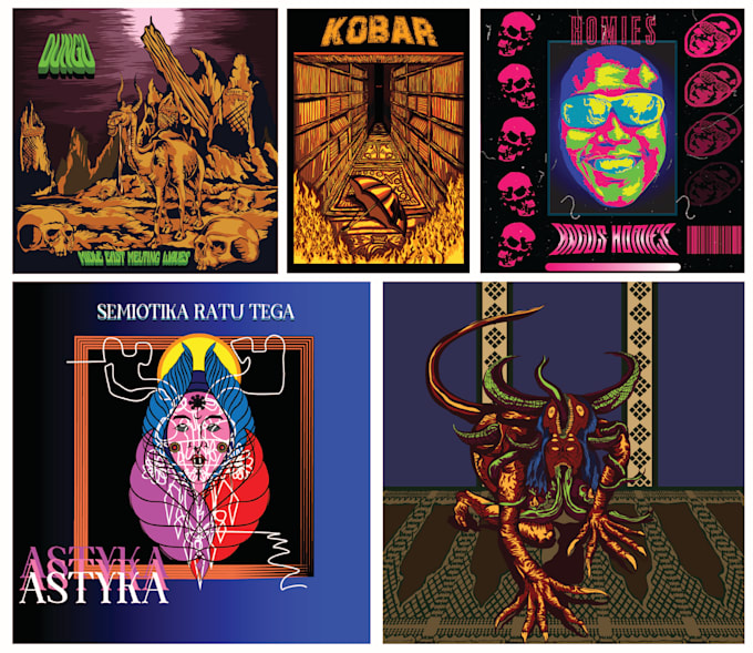 create psychedelic stoner illustration for album cover