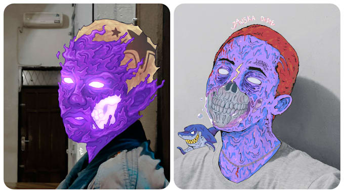 draw insane trippy grime art or zombie in your photo