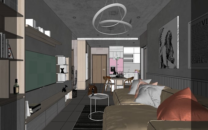 Do realistic virtual staging and 3d modeling in sketchup by Mssyed | Fiverr