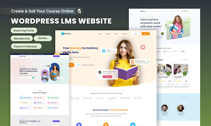 build elearning website, wordpress lms education website, online course website