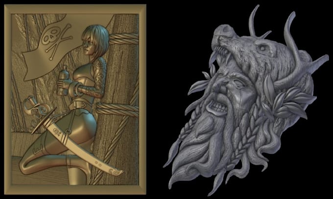 cnc router, 3d printing, sculpture, cad design, and relief