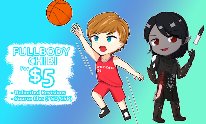 draw fullbody chibi fanart or original character for you