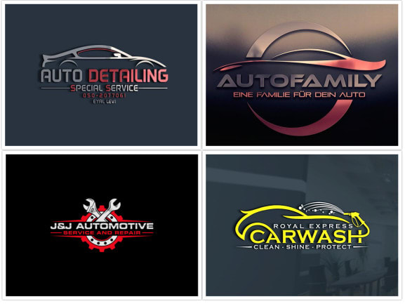 create unique auto dealership detailing and spare parts logo