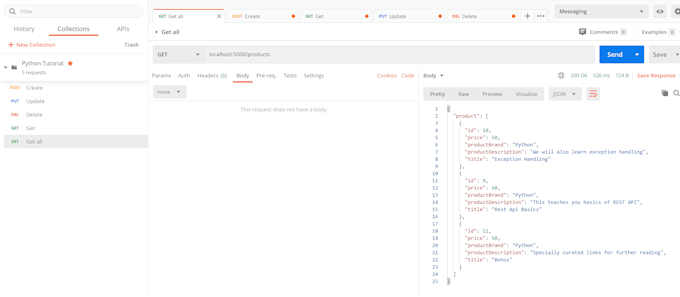 Give hands on session on building a restful api in python by ...