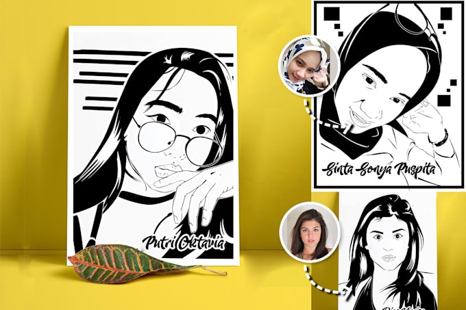 Draw black and white line art vector from your photo by Hikam_aly | Fiverr