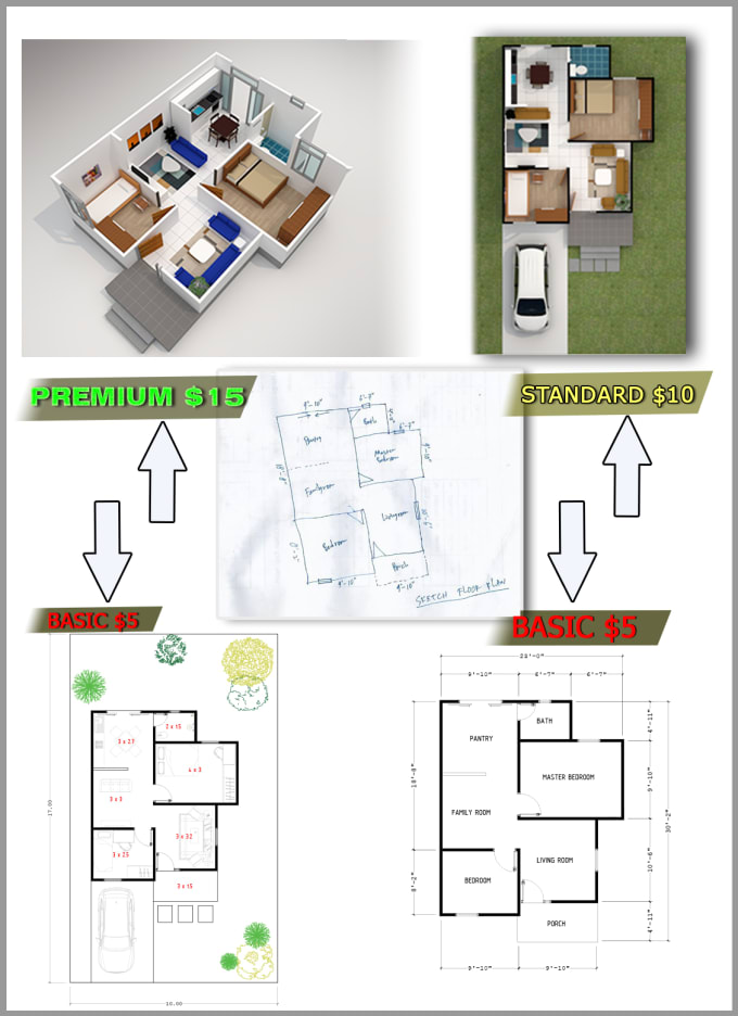 Draw floor plan 2d autocad and 3d sketchup by Hhadmah | Fiverr
