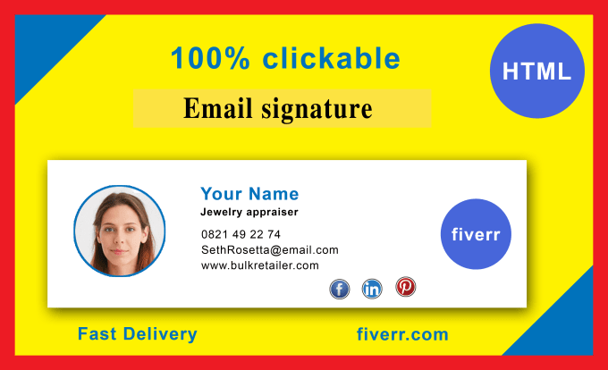 Do clickable html email signature design by Abkadir | Fiverr