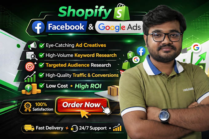 setup and optimize shopify facebook and google ads campaign
