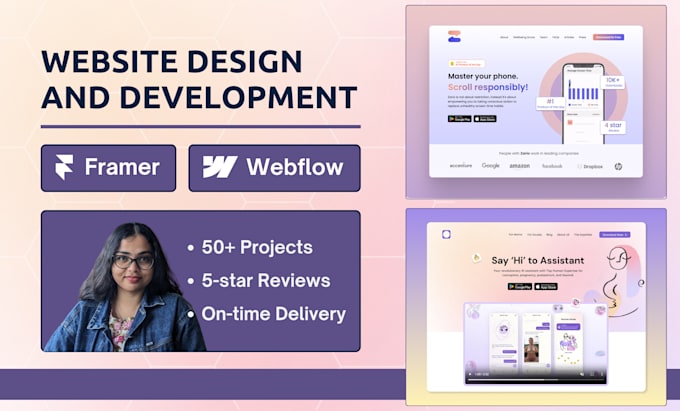 design and develop a framer or webflow website