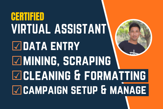 Hire a freelancer to be virtual assistant for data entry, data mining, web research, scraping, typing