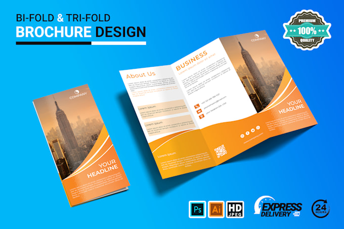 do creative business bi fold and tri fold brochure design