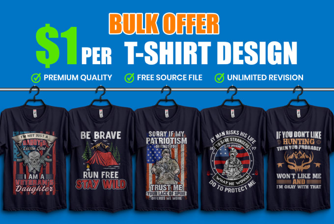 Make custom t shirt design and bulk t shirts design by Creativexz | Fiverr