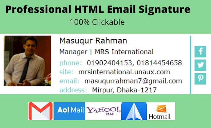 create professional clickable html email signature
