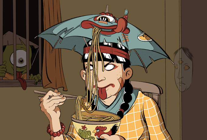 draw unique japanese style illustration