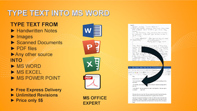 type handwritten notes into word and PDF fast