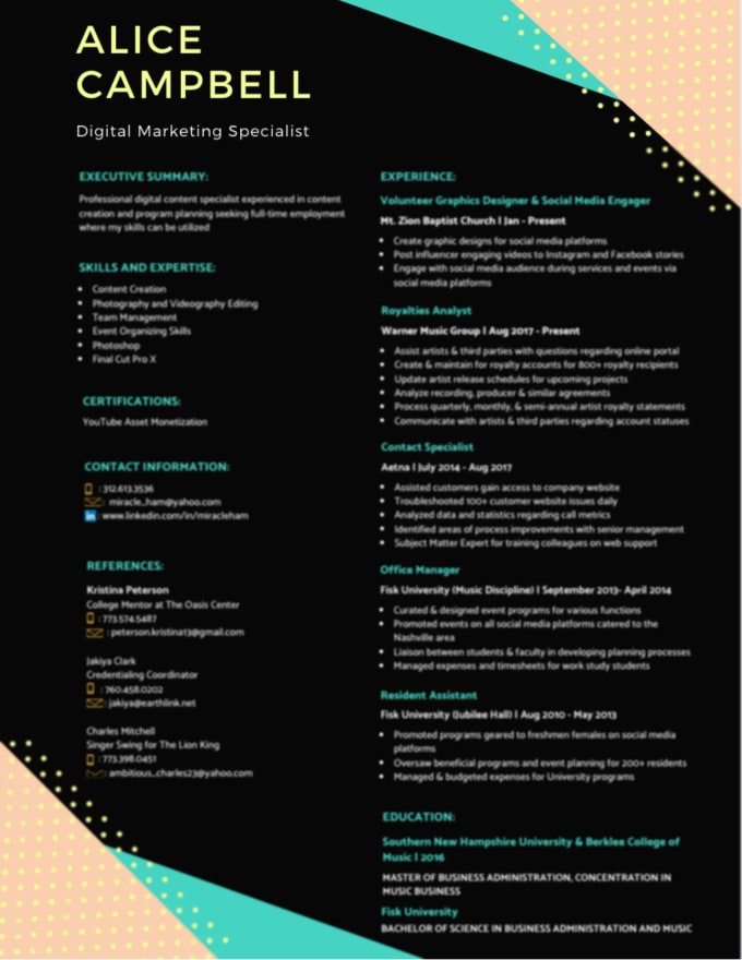 Create A Professionally Modern Resume Cv Or Cover Letter By Miracleham