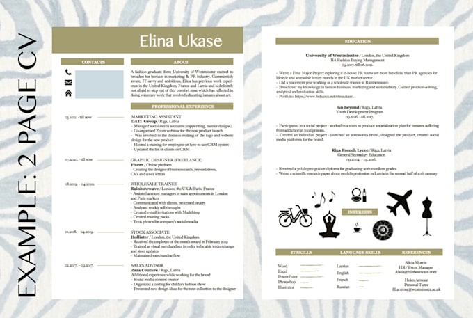 create a clear and minimalistic CV design