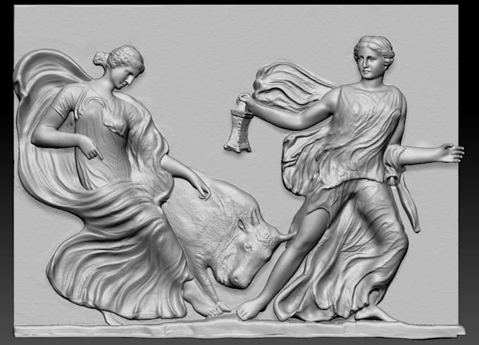 make a 3d model of the bas relief for cnc, 3d print