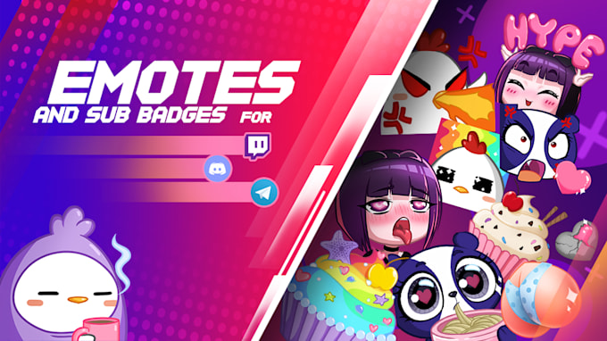 Create cute emotes, sub badges, stickers for you by Pauline369 | Fiverr