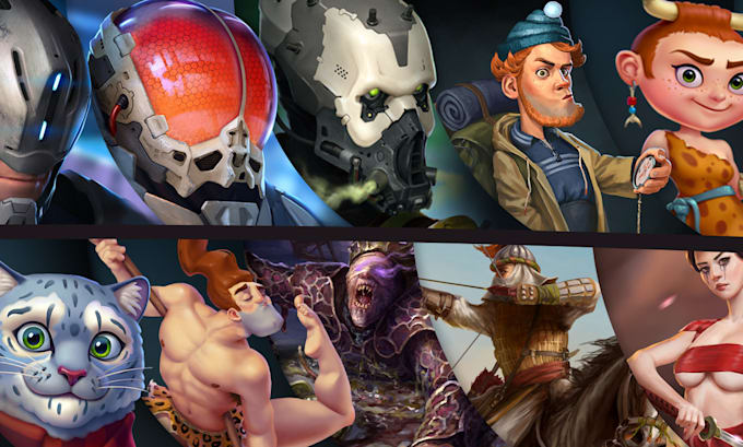 draw a realistic character design, illustration for game