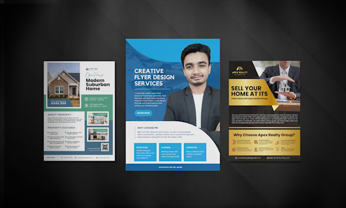 do creative business flyer or real estate, food flyer and canva flyer
