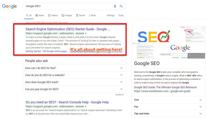 google search engine optimization cost
