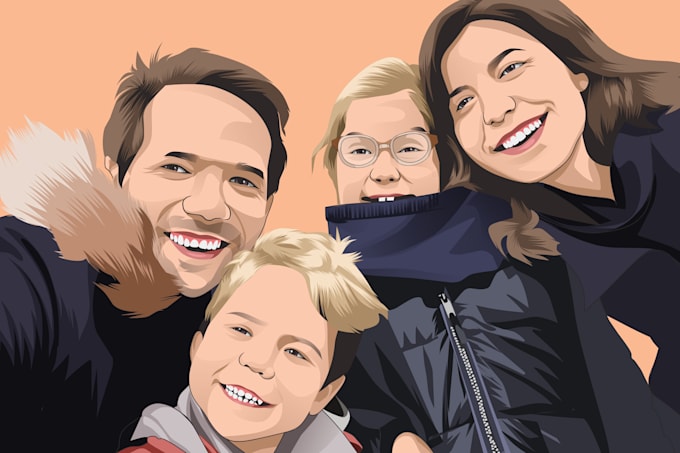 Draw family vector portrait from photo by Ajimuhamad | Fiverr