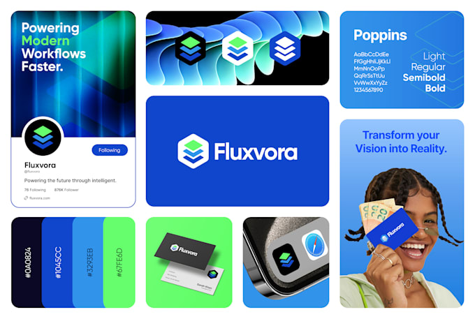 design creative business logo, full branding kit and brand identity