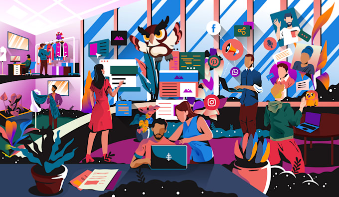 make human made flat illustration for you