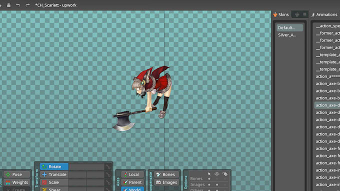 animate 2d game sprite character in spine 2d pro