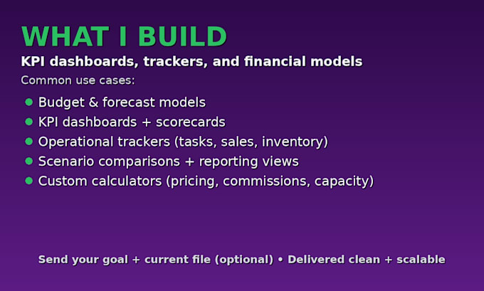 build your excel model and deliver a clean and error proof file