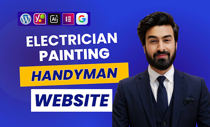 design electrician, painting, solar, handyman, plumbing website with SEO