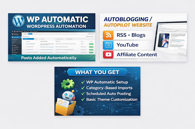 install and set up wp automatic plugin to automate your wordpress website