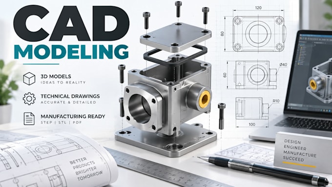 create a cad 3d model or technical product mockup