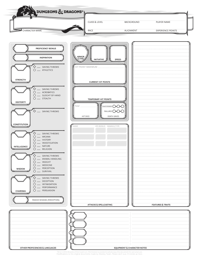 Write up your dnd character sheet by Emilymary7 | Fiverr