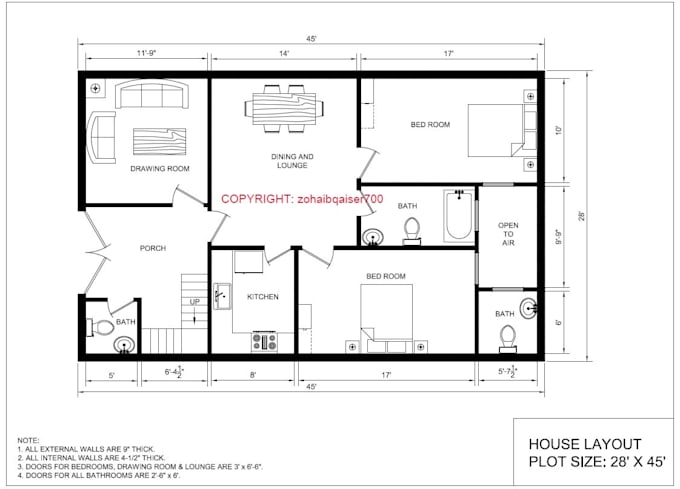 draw home floor plan and design 2d autocad